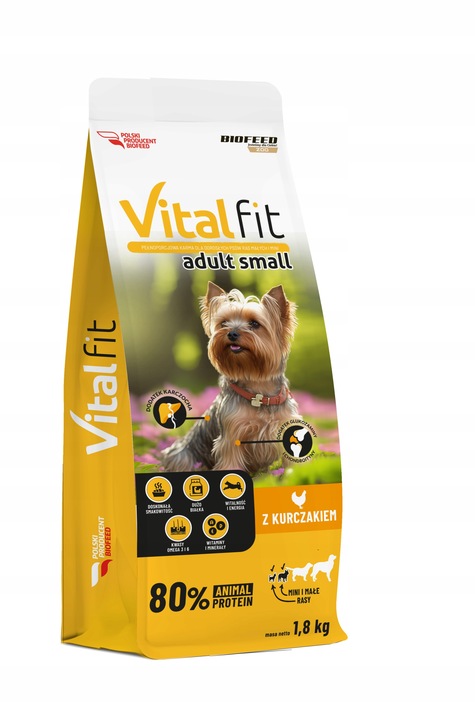 BIOFEED VITALFIT Sucha karma dla psów małych ras Wołowina + Kurczak 2x1,8kg