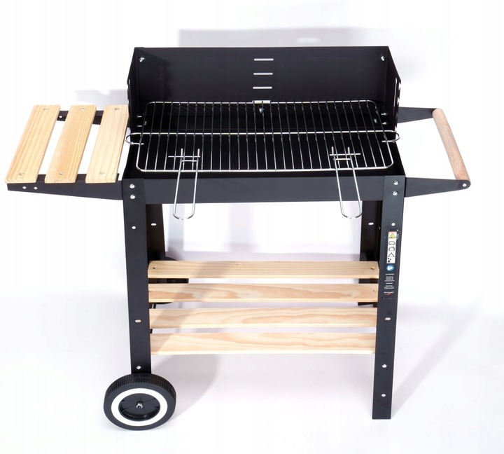 NA MAJÓWKĘ Grill Ogrodowy Węglowy Duży Na Kołach Mobilny Drewniane Półki