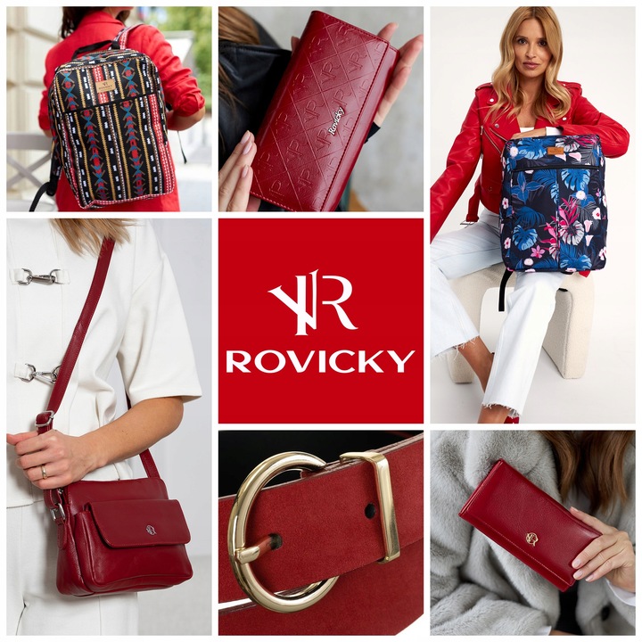 Elegancka torebka damska kopertówka Rovicky brokatowa wizytowa z kieszonką