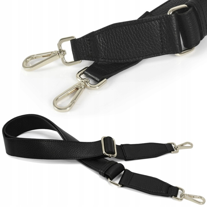 Czarne szerokie długie paski 4 cm do torby torebki skórzane regulowane