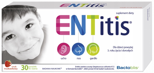 ENTitis SMAK Truskawkowy 30 pastylek do ssania