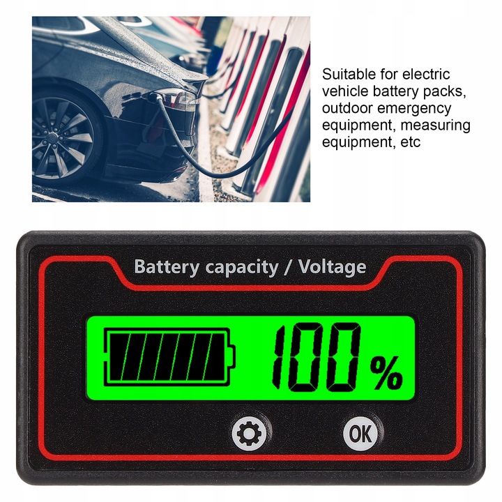 WSKAŹNIK NAŁADOWANIA AKUMULATORA 12-84 V LCD