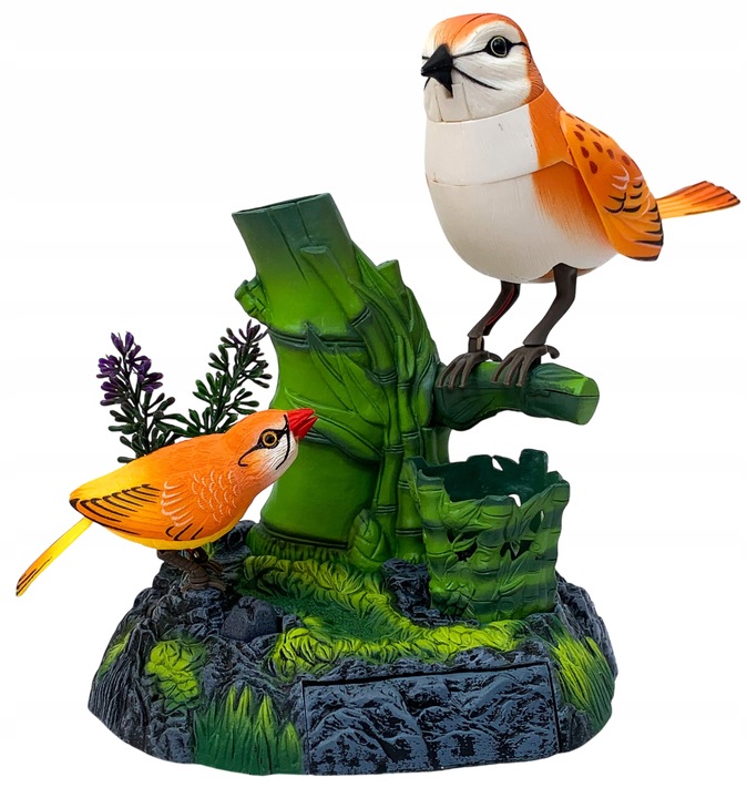 Ruchome ptaszki śpiewające pojemnik na biurko przybory figurka interakrywna