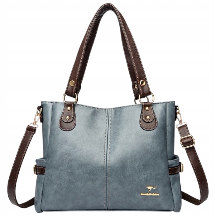 Torebka GRANATOWA Damska Duża A4 Miejska Pojemna Eko Skóra TORBA Kobaltowa