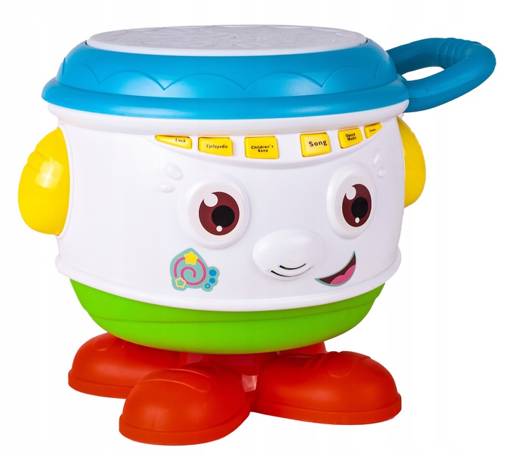 BĘBENEK MUZYCZNY INTERAKTYWNY OBROTOWY DLA DZIECI ŚWIATŁO ŚMIECH DZIECKA