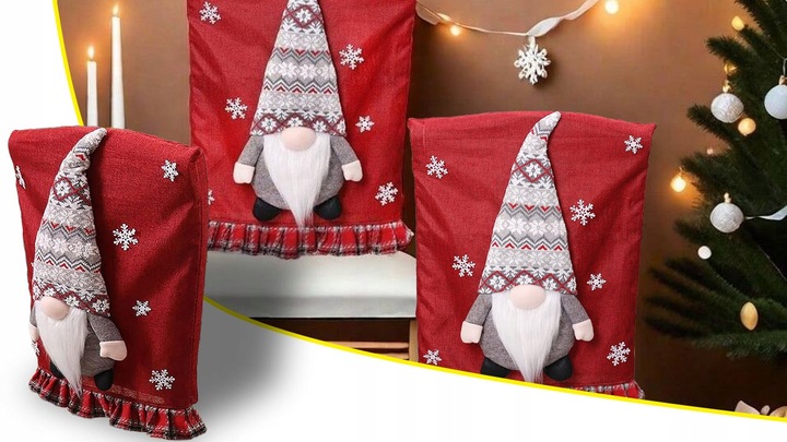 4x ŚWIĄTECZNY STROIK NA KRZESŁO OPARCIE ŚWIĘTA SKRZAT KRASNAL MIKOŁAJ