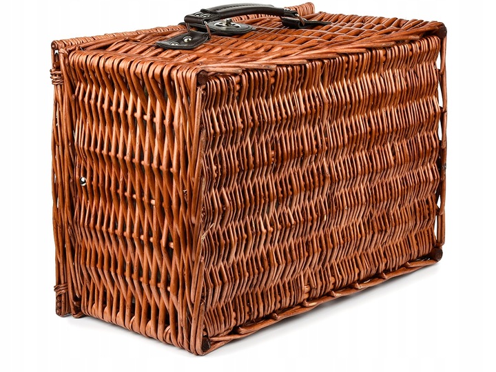 KOSZ PIKNIKOWY WIKLINOWY TALERZE SZTUĆCE 4 OSOBY