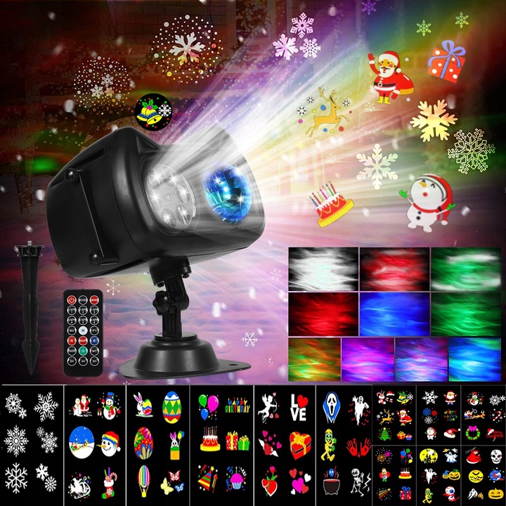 PROJEKTOR LASEROWY ŚWIĄTECZNY ZEWNĘTRZNY GWIAZD RGB PILOT 72 WZORÓW RZUTNIK