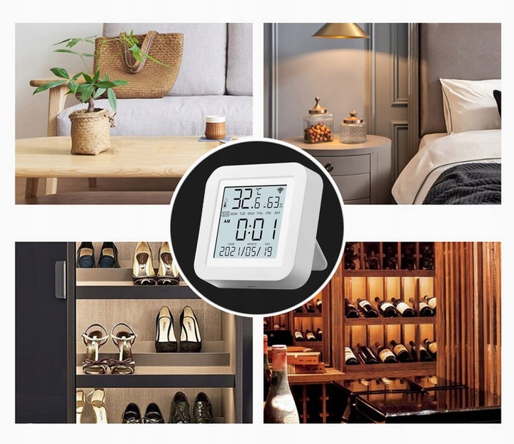 CZUJNIK TEMPERATURY I WILGOTNOŚCI WIFI SMART LIFE TUYA TERMOMETR HIGROMETR