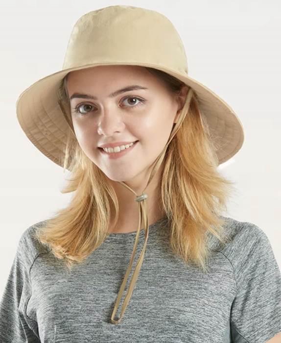 KAPELUSZ LETNI DAMSKI Z DUŻYM RONDEM PRZECIWSŁONECZNY FILTR UPV 50+ BEŻOWY
