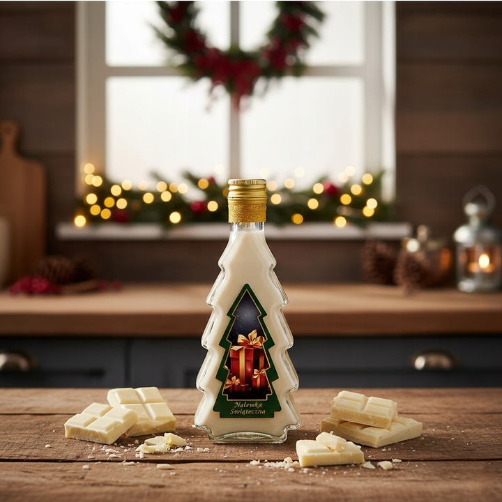 5x Butelki CHOINKA 250ml ZDOBIONA ŚWIĄTECZNA butelki na święta prezent