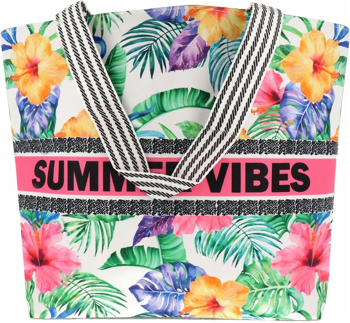 V2 TORBA PLAŻOWA SUMMER VIBES ZAPINANA SHOPPER TOREBKA NA PLAŻĘ PIKNIK MIX