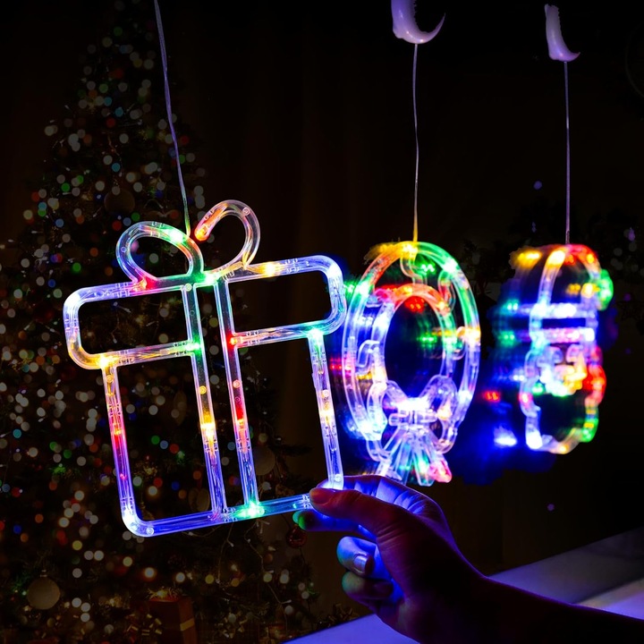 ZESTAW 6 X ŚWIECĄCE Dekoracje OZDOBY LAMPKI ŚWIĄTECZNE OZDOBY NA OKNO DL/M1