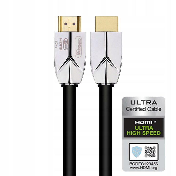 CERTYFIKOWANY KABEL HDMI 2.1 UHD 8K 4K 48Gbps CONNECTIONLAB UHDC 1m