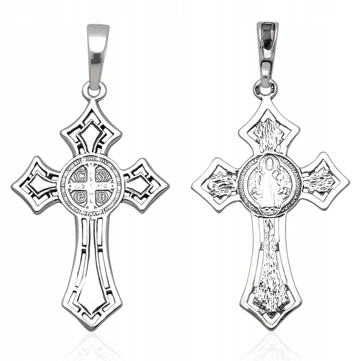 Krzyżyk srebrny św.benedykt oksydowany SREBRO 925