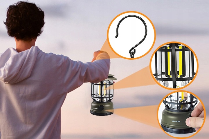 LAMPA LAMPKA LED TURYSTYCZNA AKUMULATOR KEMPINGOWA DO NAMIOTU ŁADOWANA USB