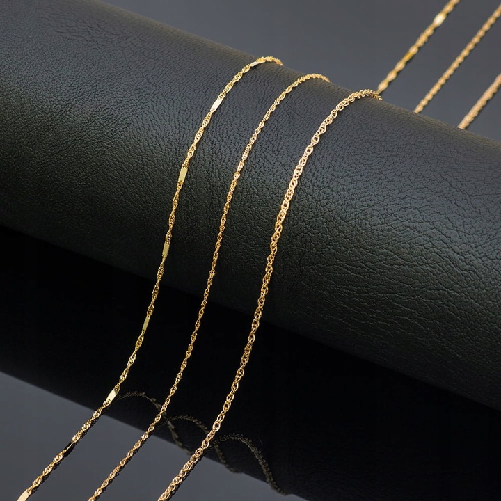 Łańcuszek złoty 585 splot singapure podwójnie skręcony diamentowany 45 cm