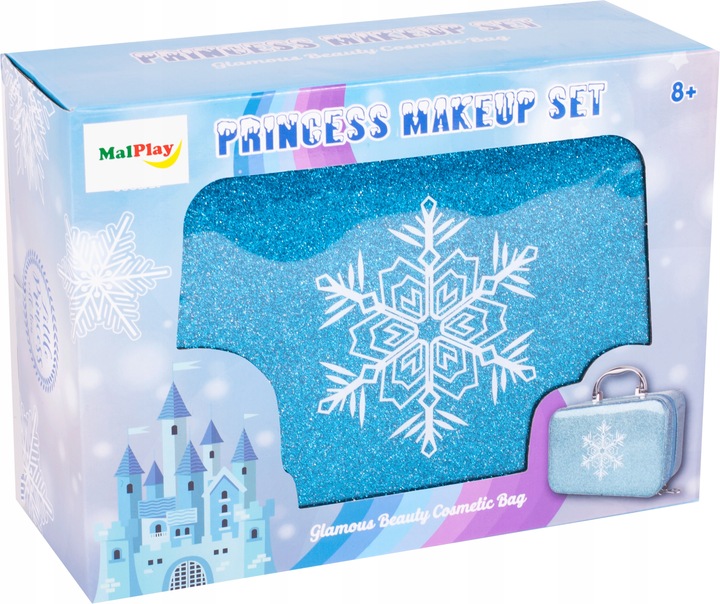 KUFEREK KOSMETYKÓW ZESTAW DO MAKIJAŻU I PAZNOKCI ŚNIEŻYNKA DLA DZIECI