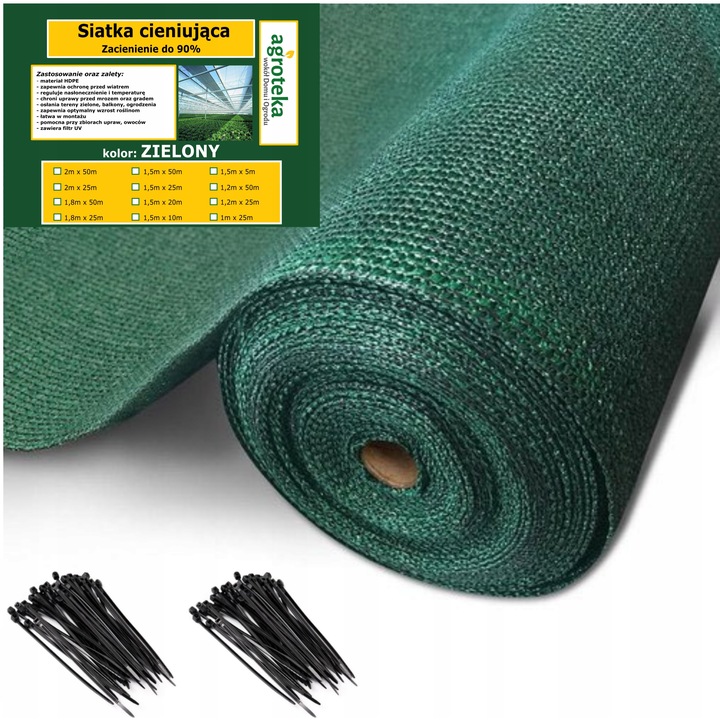 SIATKA CIENIUJĄCA 90% MASKUJĄCA 1,5x50m MATA OSŁONA NA OGRODZENIE PŁOT UV+