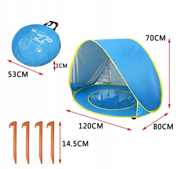 Namiot Plażowy Basen Parawan z Brodzikiem 120cm - Idealny dla dzieci