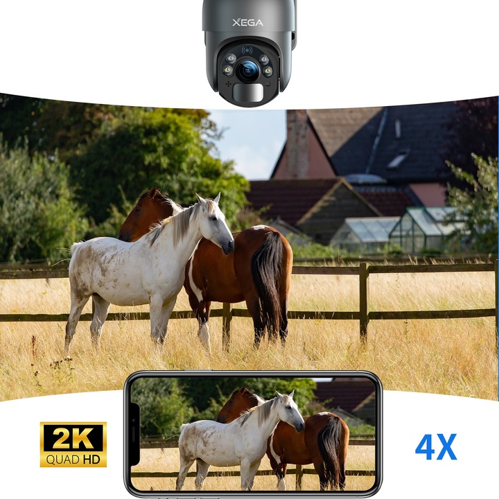 KAMERA SOLARNA ZEWNĘTRZNA OBROTOWA NA KARTĘ SIM 4G LTE GSM 2K 3MP Z KARTĄ