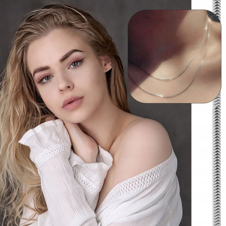 Łańcuszek Srebrny próba 925 40 cm GRUBA LINKA ŻMIJKA ŻYŁKA OKRĄGŁA