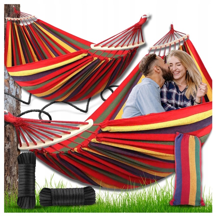 HAMAK OGRODOWY 2 OSOBOWY BRAZYLIJSKI XXL MOCNY HUŚTAWKA PAŁĄK DUŻY + TORBA