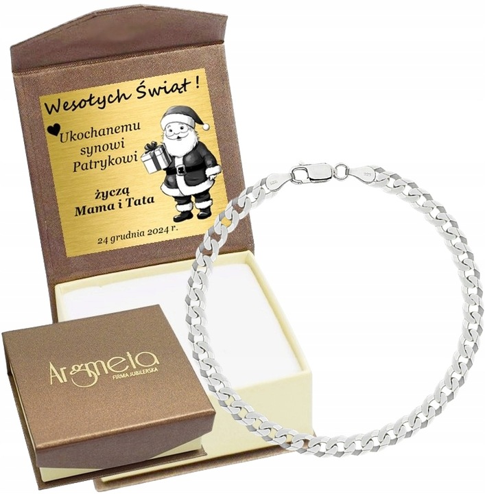 Bransoletka Srebrna Pancerka Pełna Diamentowana 5,00 mm Grawer Gratis