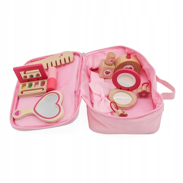 KOSMETYCZKA DLA DZIEWCZYNKI DREWNIANY ZESTAW MAŁEJ STYLISTKI