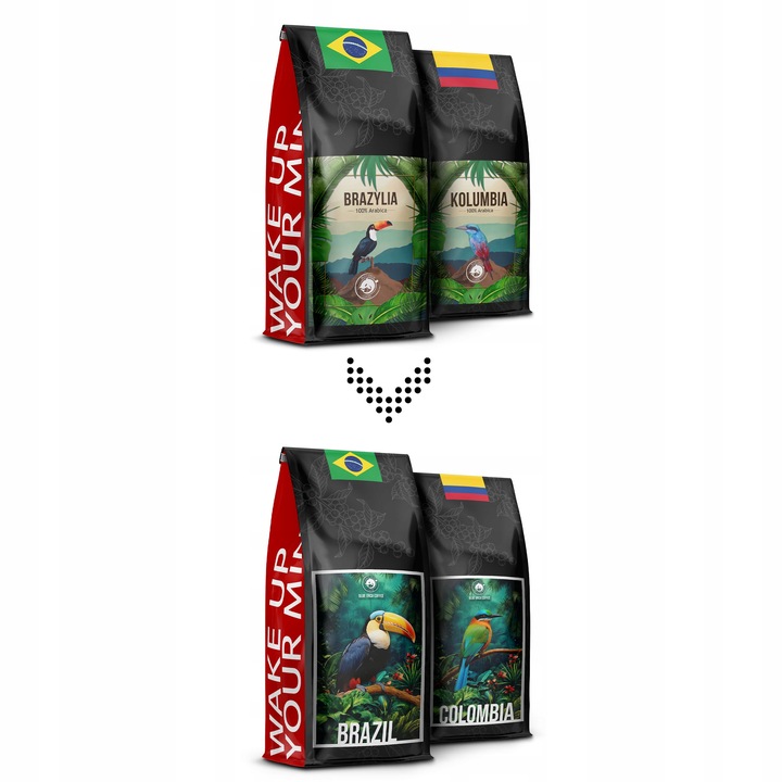 KAWA ZIARNISTA 2x1kg ŚWIEŻO PALONA BRAZIL+KOLUMBIA - 100% ARABICA-BLUE ORCA
