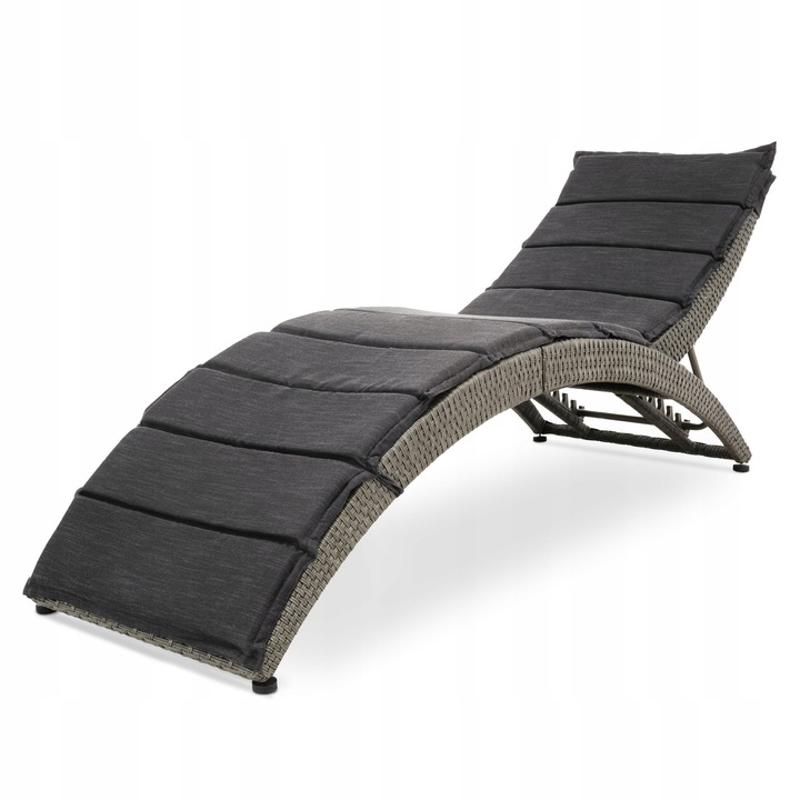 Leżak ogrodowy składany regulowany na balkon taras technorattan z poduszką