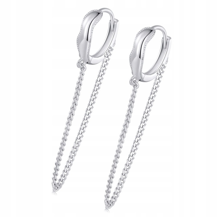 K481 Srebrne koła z łańcuszkami zatrzaski srebro 925