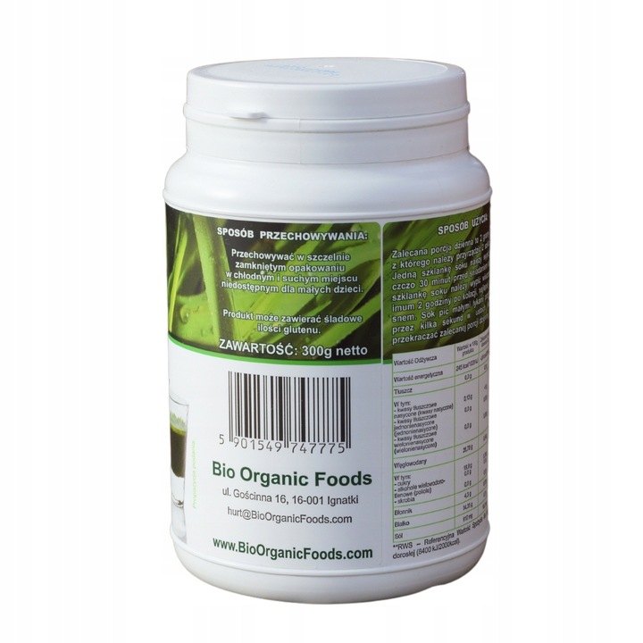Młody jęczmień Bio Organic Foods proszek 300 g