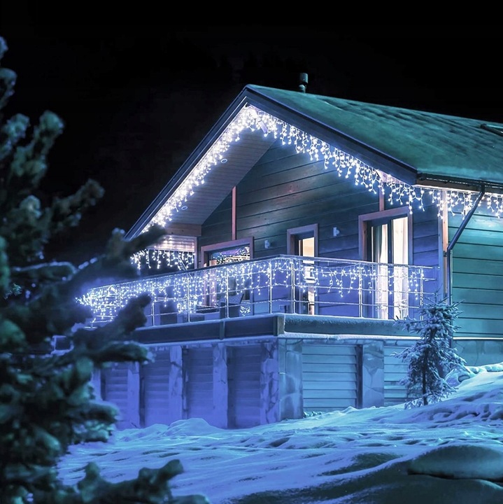 KURTYNA LED SOPLE 23m 500 LED BIAŁY ZIMNY FLASH IP44 LAMPKI ZEWNĘTRZNE