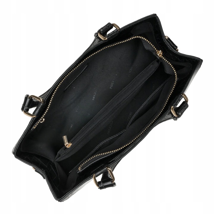 Torebka Damska Mała Kuferek Ramię Odpinany Pasek PUCCINI Czarna BML067S-1