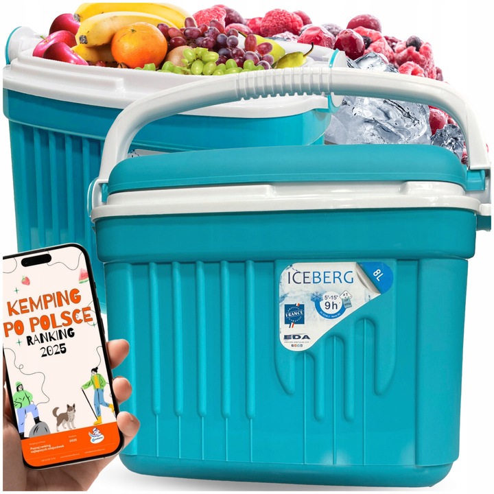 LODÓWKA TURYSTYCZNA 8L na WKŁADY MROŻĄCE do auta piknik WYCIECZKA kemping