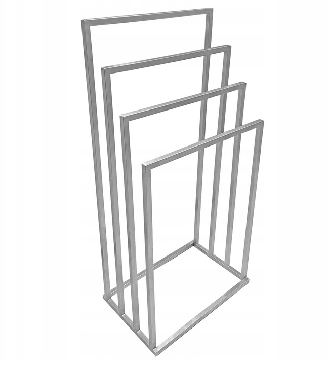 STOJAK WIESZAK STOJĄCY NA RĘCZNIKI DO ŁAZIENKI LOFT METALOWY SREBRNY DESIGN