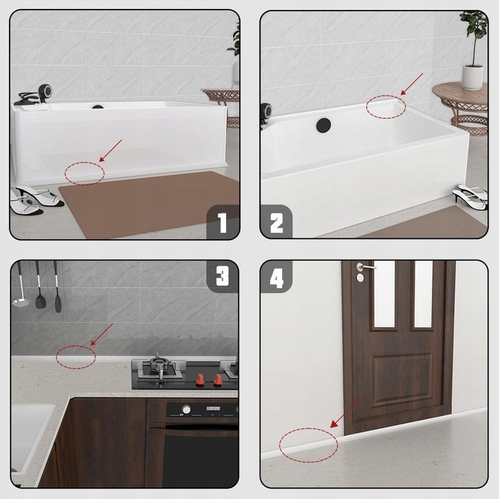 2M SAMOPRZYLEPNA LISTWA ZATRZYMUJĄCA WODĘ DO WANNY, LISTWA WYKOŃCZENIOWA