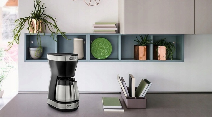 Przelewowy Ekspres do Kawy czarny termiczny dzbanek DeLonghi ICM16710 (P)
