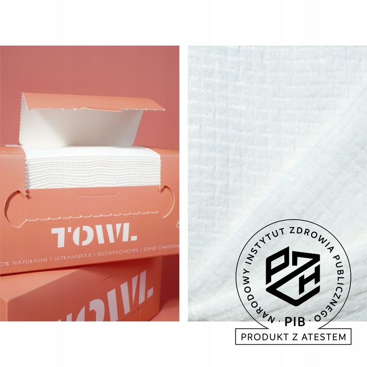 JEDNORAZOWE RĘCZNIKI DO TWARZY 80 szt. - TOWL WAFFLE