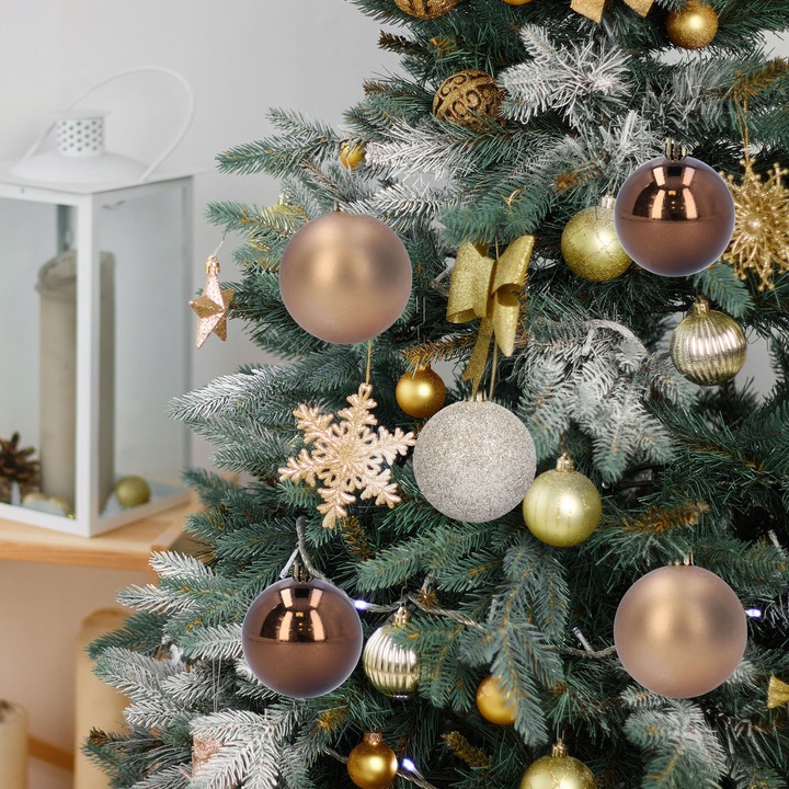 Bombki choinkowe plastikowe na choinkę brązowe różne rozmiary 26 sztuk