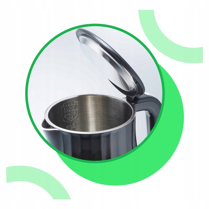 Czajnik elektryczny Tiross wewnętrzne ze stali nierdzewnej 2200 W czarny