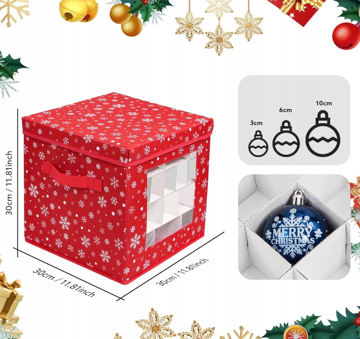ŚWIĄTECZNE KOSZ PUDEŁKO PRZECHOWYWANIE ORGANIZER 83 BOMBKI CHOINKA ŚWIĘTA