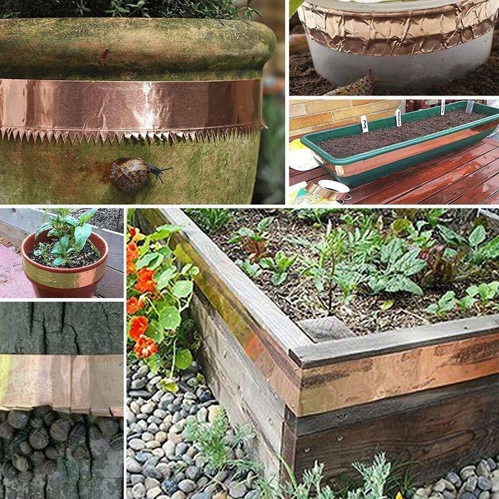 TAŚMA MIEDZIANA ODSTRASZAJĄCA ŚLIMAKI PRZECIW ŚLIMAKOM SAMOPRZYLEPNA 25M