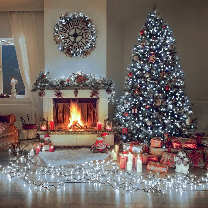 LAMPKI CHOINKOWE 500 LED 34m Wewnętrzne Świąteczne Białe Zimne Światełka