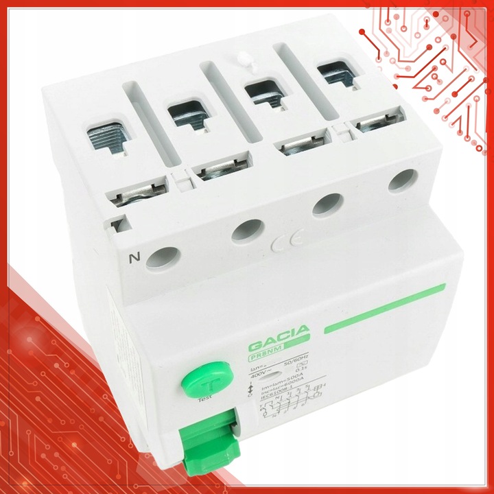 WYŁĄCZNIK RÓŻNICOWOPRĄDOWY 40A 4P 30mA AC 3 FAZY RÓŻNICÓWKA GACIA