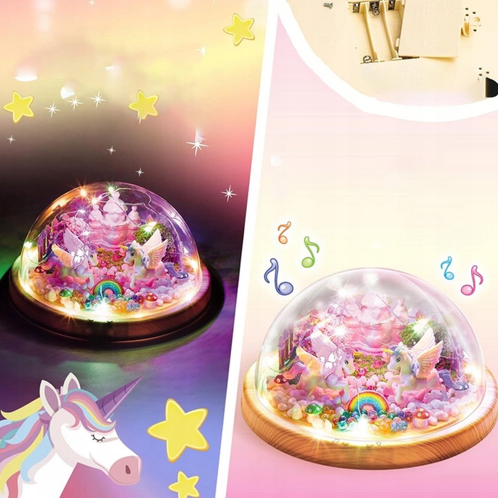 ZESTAW LAMPKA NOCNA Z POZYTYWKĄ DO TWORZENIA JEDNOROŻCÓW DLA DZIEWCZYNEK