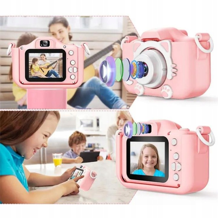 APARAT CYFROWY KAMERA DLA DZIECI RÓŻOWY KOT 40mpx