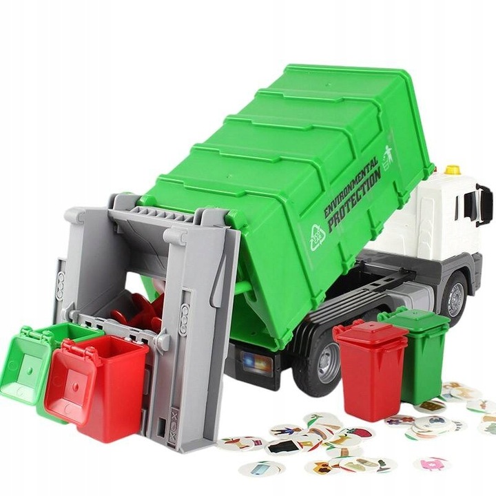 ŚMIECIARKA ciężarówka DUŻA mocna ŚWIATŁO DŹWIĘK napęd kosze na śmieci
