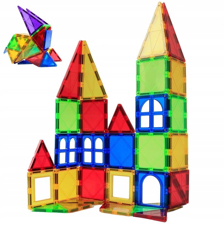 ZESTAW DUŻE KLOCKI MAGNETYCZNE KONSTRUKCYJNE 3D PANELE MAGNETIC TILES 45